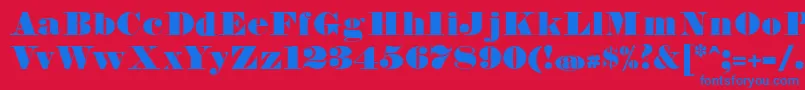 FetteBauerscheAntiquaUnz1-Schriftart – Blaue Schriften auf rotem Hintergrund