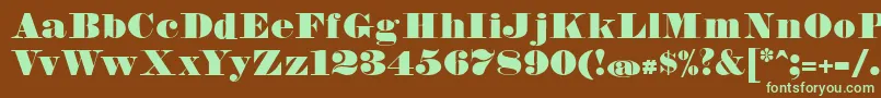 フォントFetteBauerscheAntiquaUnz1 – 緑色の文字が茶色の背景にあります。