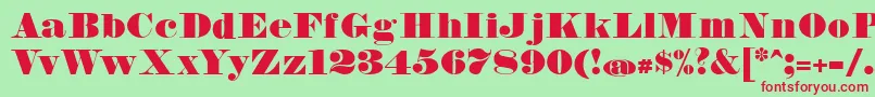 フォントFetteBauerscheAntiquaUnz1 – 赤い文字の緑の背景