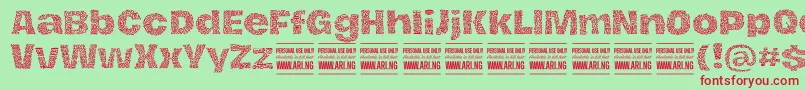 フォントHierografpatternPersonal – 赤い文字の緑の背景