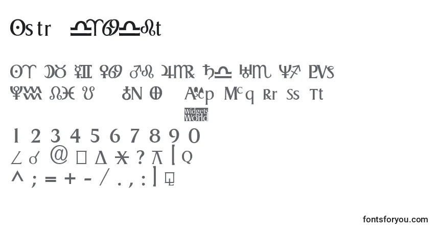 Schriftart Astrogadget – Alphabet, Zahlen, spezielle Symbole