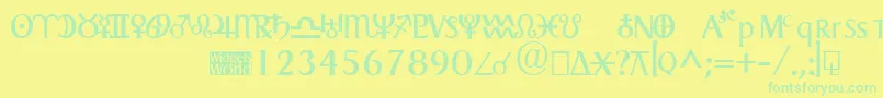 Fonte Astrogadget – fontes verdes em um fundo amarelo