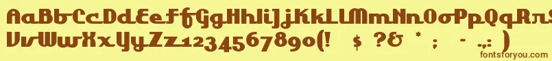 フォントLakeshor1 – 茶色の文字が黄色の背景にあります。
