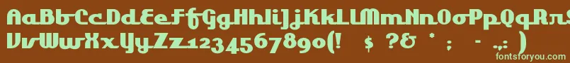 フォントLakeshor1 – 緑色の文字が茶色の背景にあります。