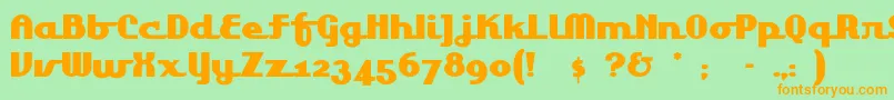 フォントLakeshor1 – オレンジの文字が緑の背景にあります。