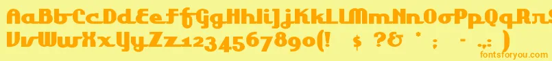 Lakeshor1-fontti – oranssit fontit keltaisella taustalla