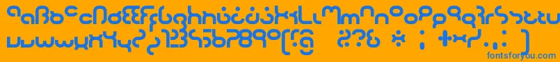 Hyper2000 Font – Blue Fonts on Orange Background