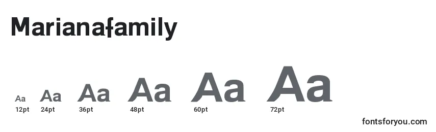 Размеры шрифта Marianafamily