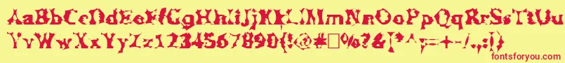 フォントManslem – 赤い文字の黄色い背景