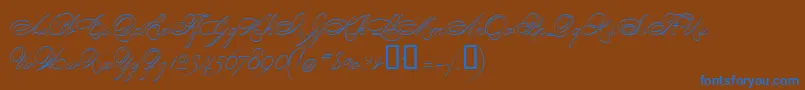 Czcionka PenmanScript – niebieskie czcionki na brązowym tle