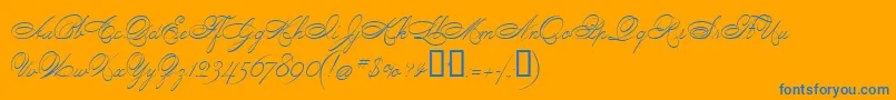 Czcionka PenmanScript – niebieskie czcionki na pomarańczowym tle