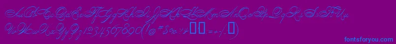 フォントPenmanScript – 紫色の背景に青い文字