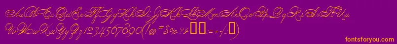 PenmanScript-fontti – oranssit fontit violetilla taustalla
