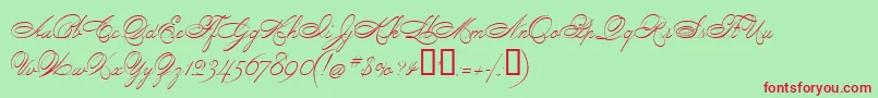 PenmanScript-Schriftart – Rote Schriften auf grünem Hintergrund