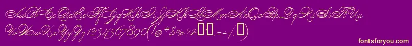 フォントPenmanScript – 紫の背景に黄色のフォント