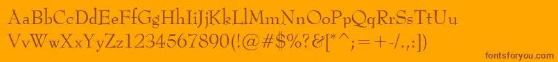 Fonte BernadetteRegular – fontes marrons em um fundo laranja