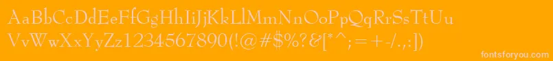 BernadetteRegular-fontti – vaaleanpunaiset fontit oranssilla taustalla