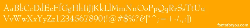 BernadetteRegular-fontti – valkoiset fontit oranssilla taustalla