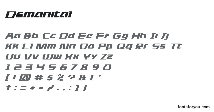 Czcionka Dsmanital – alfabet, cyfry, specjalne znaki