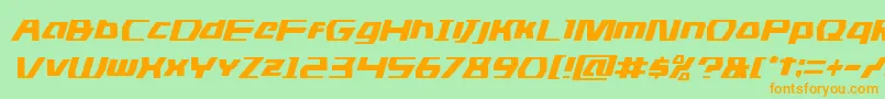 フォントDsmanital – オレンジの文字が緑の背景にあります。