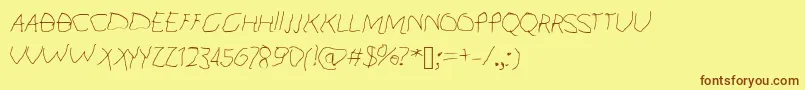 Шрифт KidFont – коричневые шрифты на жёлтом фоне