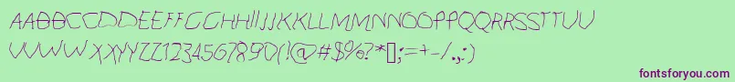 KidFont-Schriftart – Violette Schriften auf grünem Hintergrund