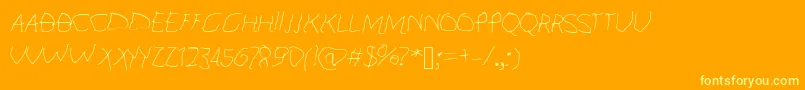 KidFont-Schriftart – Gelbe Schriften auf orangefarbenem Hintergrund