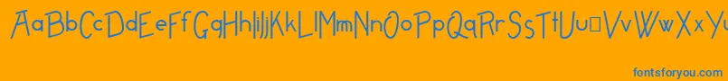 FreamePlain-Schriftart – Blaue Schriften auf orangefarbenem Hintergrund