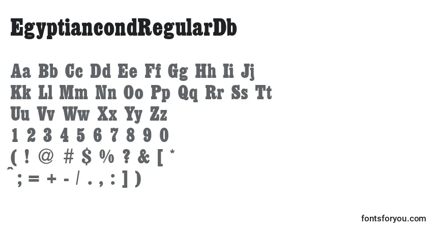 A fonte EgyptiancondRegularDb – alfabeto, números, caracteres especiais