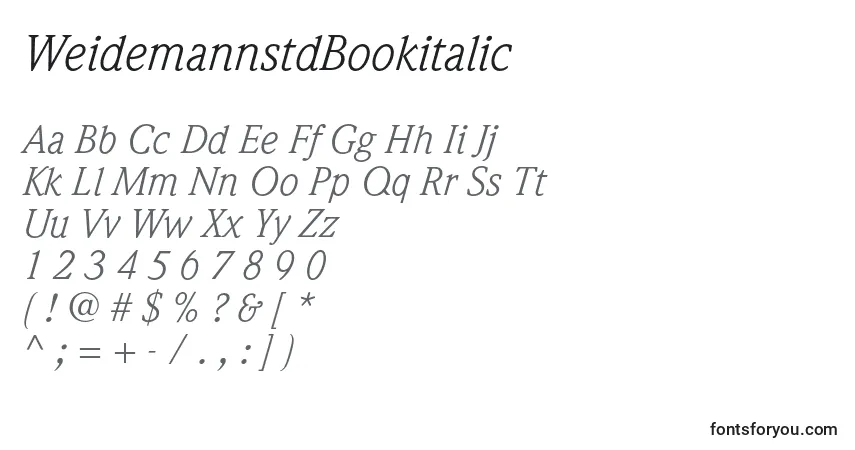 Шрифт WeidemannstdBookitalic – алфавит, цифры, специальные символы