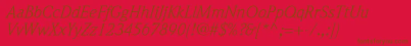 WeidemannstdBookitalic-fontti – ruskeat fontit punaisella taustalla