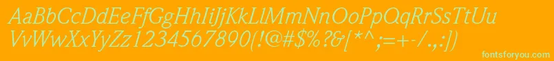 Шрифт WeidemannstdBookitalic – зелёные шрифты на оранжевом фоне