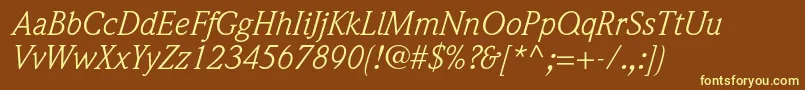 WeidemannstdBookitalic Font – Yellow Fonts on Brown Background