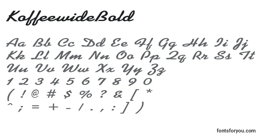 A fonte KoffeewideBold – alfabeto, números, caracteres especiais