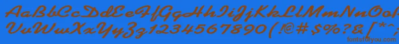 KoffeewideBold-Schriftart – Braune Schriften auf blauem Hintergrund