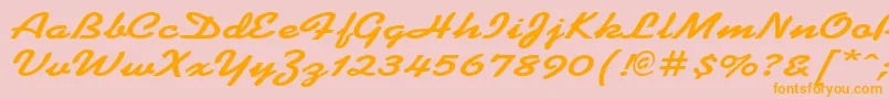 KoffeewideBold-Schriftart – Orangefarbene Schriften auf rosa Hintergrund