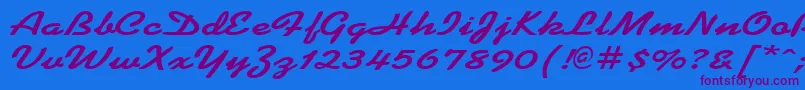 KoffeewideBold Font – Purple Fonts on Blue Background