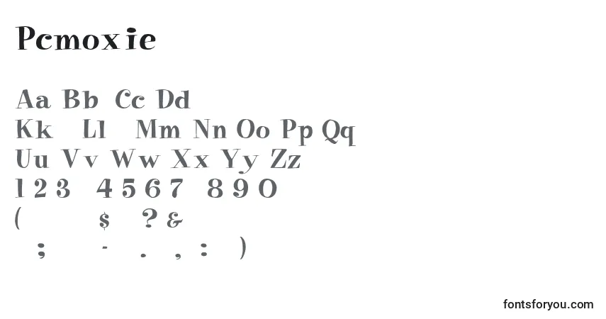 Schriftart Pcmoxie – Alphabet, Zahlen, spezielle Symbole