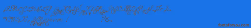 フォントMtfMemory – 茶色の文字が青い背景にあります。