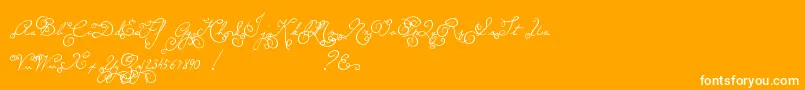MtfMemory-Schriftart – Weiße Schriften auf orangefarbenem Hintergrund