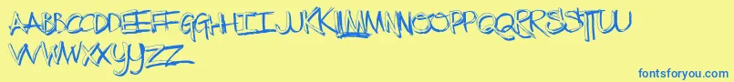TheLowDown-Schriftart – Blaue Schriften auf gelbem Hintergrund