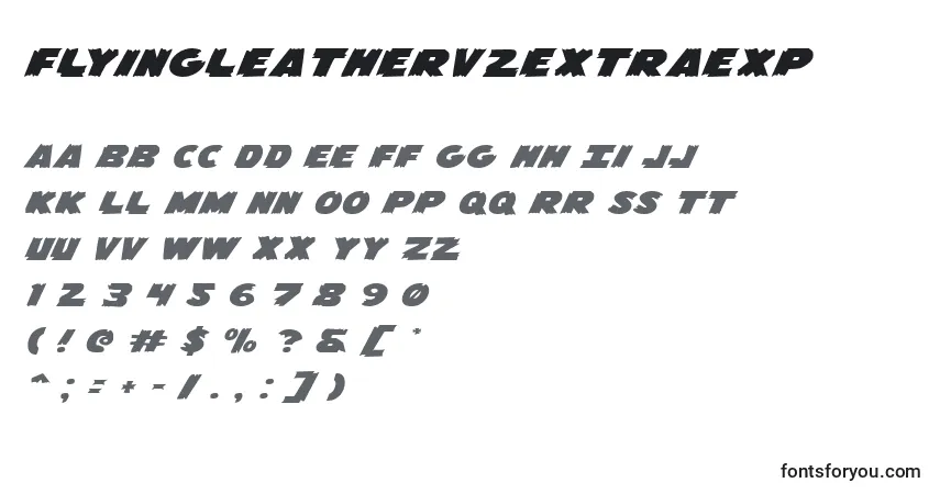 Schriftart Flyingleatherv2extraexp – Alphabet, Zahlen, spezielle Symbole