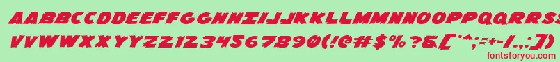 Flyingleatherv2extraexp-Schriftart – Rote Schriften auf grünem Hintergrund