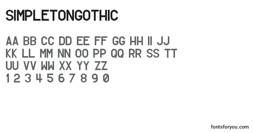 A fonte SimpletonGothic – alfabeto, números, caracteres especiais