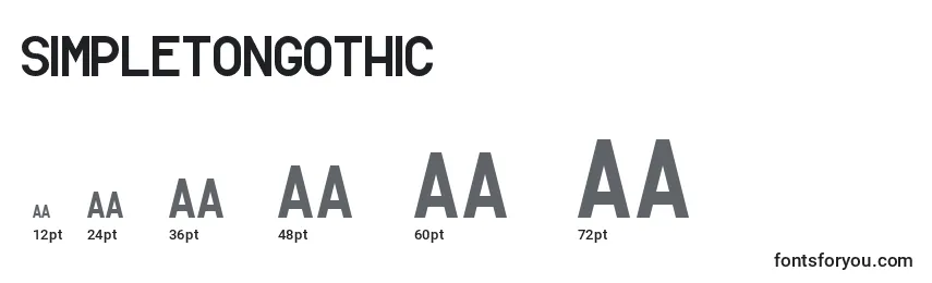 SimpletonGothic Font Sizes