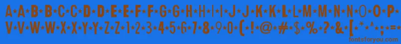 フォントHumanErrorStar – 茶色の文字が青い背景にあります。