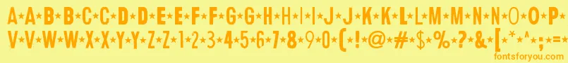 フォントHumanErrorStar – オレンジの文字が黄色の背景にあります。