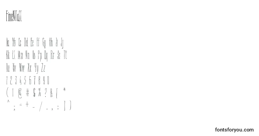 Шрифт FineNTall (115845) – алфавит, цифры, специальные символы