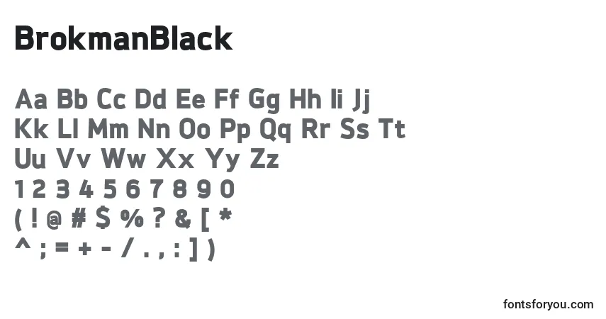 A fonte BrokmanBlack – alfabeto, números, caracteres especiais