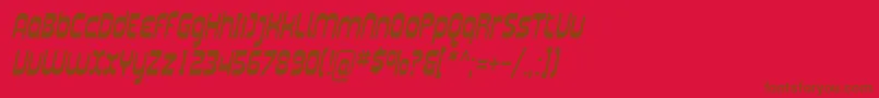 フォントPlasmaticaCondItalic – 赤い背景に茶色の文字